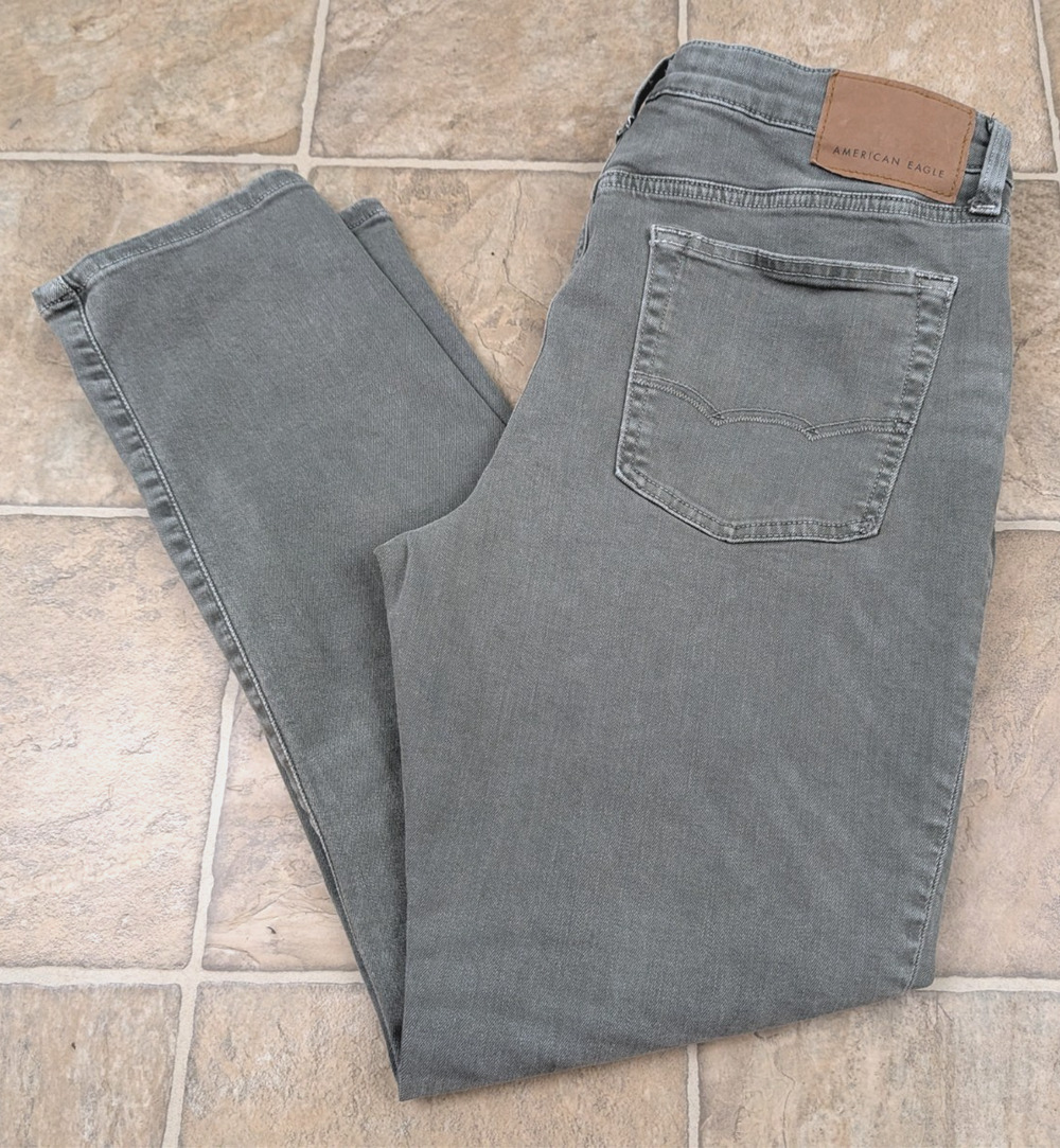 American Eagle men sz 34/30 Next Level Slim denim Jeans green stretchy 1669